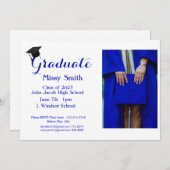 Foto Abschluss, Klasse 2024 Blaue Aufforderung Einladung (Vorne/Hinten)