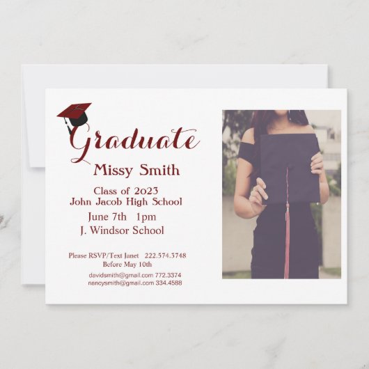 Foto Abschluss, Klasse der Maroon-Einladung 2024 Einladung (Vorderseite)