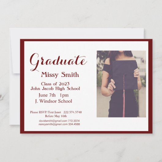 Foto Abschluss, Klasse der Maroon-Einladung 2024 Einladung (Vorderseite)