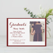 Foto Abschluss, Klasse der Maroon-Einladung 2024 Einladung (Stehend Vorderseite)