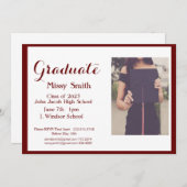 Foto Abschluss, Klasse der Maroon-Einladung 2024 Einladung (Vorne/Hinten)