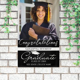 Foto Abschluss-Klasse von 2025 Schwarzen Glückwuns Banner