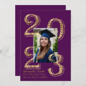 Foto-Abschluss lila und Gold 2023 Einladung (Vorne/Hinten)