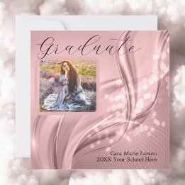 Foto Abschluss Luxury Pink Metallic Einladung