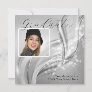 Foto Abschluss Luxus Silver Metallic Einladung