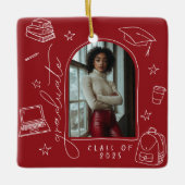 Foto-Abschluss mit der Hand in Rot, Weißes Retro Keramikornament (Vorderseite)