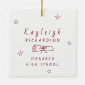 Foto-Abschluss mit der Hand in Rot, Weißes Retro Keramikornament (Rückseite)