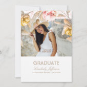 Foto Abschluss mit goldfarbenem, blütenfarbenem Wa Einladung (Vorderseite)