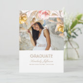 Foto Abschluss mit goldfarbenem, blütenfarbenem Wa Einladung (Stehend Vorderseite)