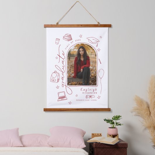 Foto-Abschluss mit  Retro-Handzeichen Wandteppich Mit Holzrahmen (Schlafzimmer)