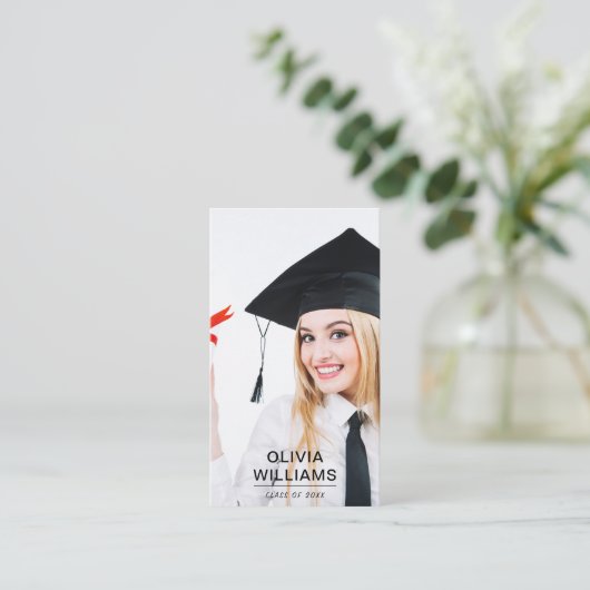 Foto Abschluss Moderne, einfache Script Calling Ca Telefonnummerkarte (Stehend Vorderseite)