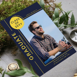 Foto Abschluss Modernes Script blau gelb