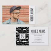 Foto Abschluss| Mustache Pattern Telefonnummerkarte (Vorne/Hinten)