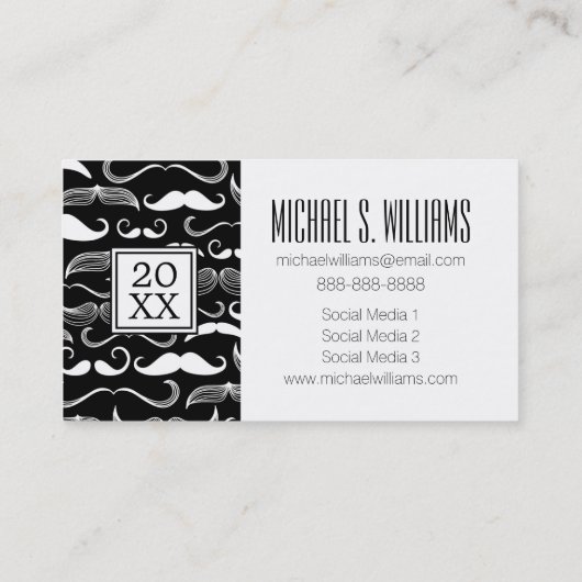 Foto Abschluss| Mustache Pattern Telefonnummerkarte (Rückseite)