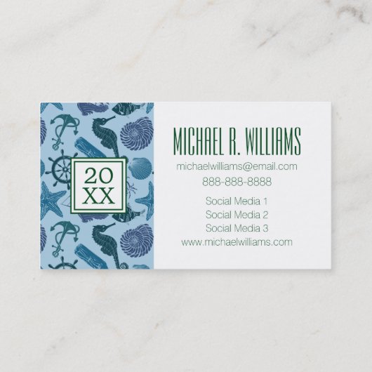 Foto Abschluss| Nautische Farbtöne des Blauen Must Telefonnummerkarte (Rückseite)