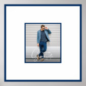 Foto Abschluss Navy Blue Border Poster (Vorne)