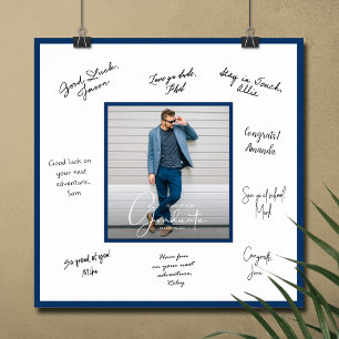 Foto Abschluss Navy Blue Border Poster