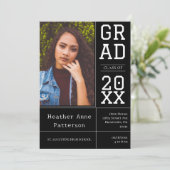 Foto Abschluss Open House | Schwarz Einladung (Stehend Vorderseite)