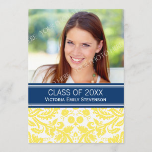 Foto-Abschluss-Party Einladungs-Gelb-Blau Einladung