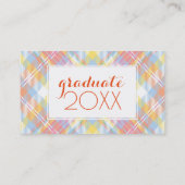 Foto Abschluss| Pastelstreifen Kariert Telefonnummerkarte (Rückseite)