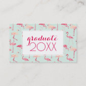 Foto Abschluss| Retro Flamingo Muster Telefonnummerkarte (Rückseite)