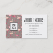 Foto Abschluss| Retro Flamingos auf Minzstreifen Telefonnummerkarte (Rückseite)