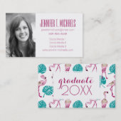 Foto Abschluss| Rosa Flamingos Telefonnummerkarte (Vorne/Hinten)