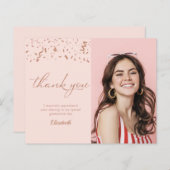 Foto Abschluss Rose Gold Budget Danke Karte (Vorne/Hinten)