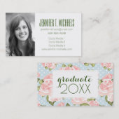 Foto Abschluss| Rose mit Polka - Punkten Telefonnummerkarte (Vorne/Hinten)