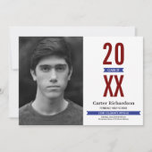 Foto Abschluss Rot-Weiß und Blauer Streifen Einladung (Vorderseite)