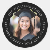 Foto-Abschluss-Rücksendeadresse Runder Aufkleber (Vorderseite)