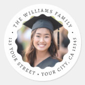 Foto-Abschluss-Rücksendeadresse Runder Aufkleber (Vorderseite)