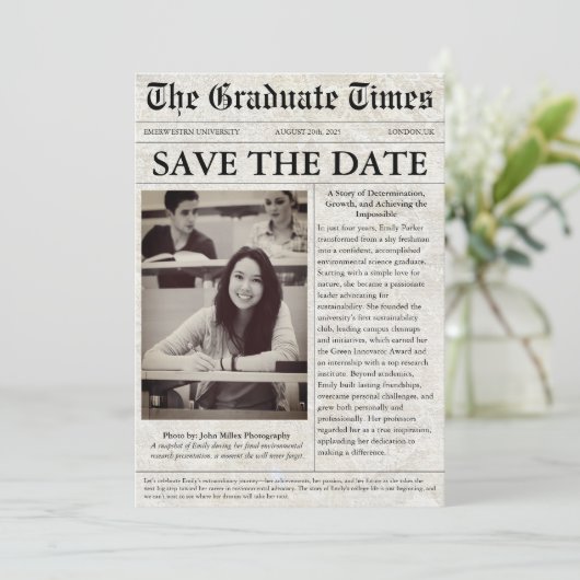 Foto Abschluss Save The Date (Stehend Vorderseite)