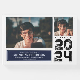 Foto Abschluss School Blue and White Guest Book Gästebuch