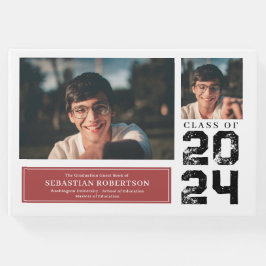 Foto Abschluss School Red and White Guest Book Gästebuch