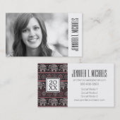 Foto Abschluss| Schwarzes ethnisches Elefantenmust Telefonnummerkarte (Vorne/Hinten)