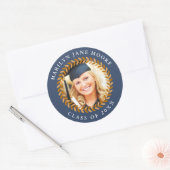 Foto Abschluss Sticker Laurel Wreath Navy Runde (Umschlag)