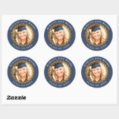 Foto Abschluss Sticker Laurel Wreath Navy Runde (Blatt)
