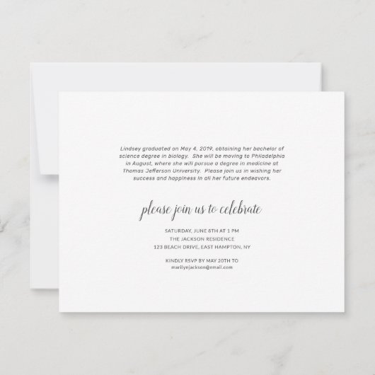 Foto Abschluss Trendy Hand Letters Script Ankündigung (Rückseite)