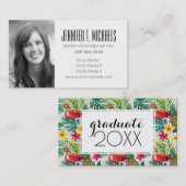 Foto-Abschluss| tropischer Watercolor Telefonnummerkarte (Vorne/Hinten)