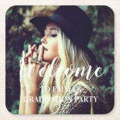 Foto Abschluss Typografie Gastgeschenk Rechteckiger Pappuntersetzer (Vorderseite)