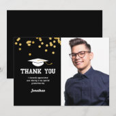 Foto Abschluss Vielen Dank Black Gold Confetti Dankeskarte (Vorne/Hinten)