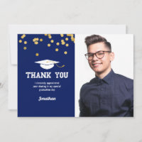 Foto Abschluss Vielen Dank Blue Gold Confetti