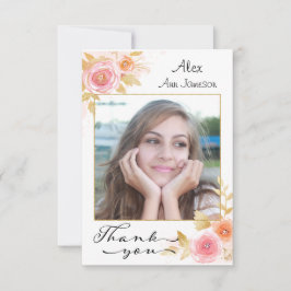 Foto Abschluss Vielen Dank mit Aquarellfarben Blum Dankeskarte