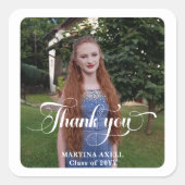 Foto Abschluss Vielen Dank Quadratischer Aufkleber (Vorderseite)