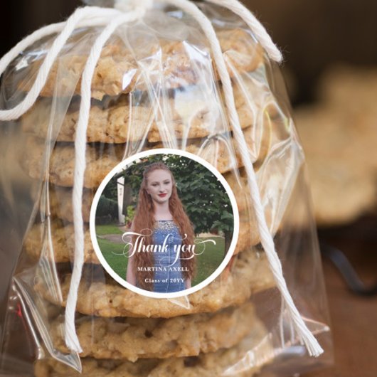 Foto Abschluss Vielen Dank Runder Aufkleber