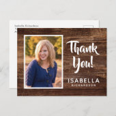 Foto Abschluss Vielen Dank | Rustikales Holz Postkarte (Vorne/Hinten)