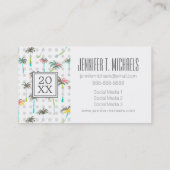 Foto-Abschluss| Watercolor-Palmen Telefonnummerkarte (Rückseite)