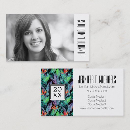 Foto-Abschluss| Watercolor-Paradiesvogel Telefonnummerkarte (Vorne/Hinten)