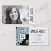 Foto-Abschluss| Watercolor-Weiß-Orchideen Telefonnummerkarte (Vorne/Hinten)